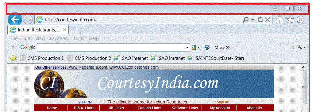 Blank Title bar for IE 9