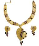 22K YELLOW GOLD KUNDAN AND TOURMALINES SET