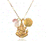 Gold Rose and Cherry Quartz Ganesha Lotus Necklace - Clear the Path